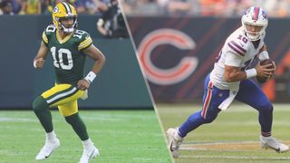 Packers vs Bills live stream — Jordan Love of Green Bay Packers and Mitch Trubisky of Buffalo Bills