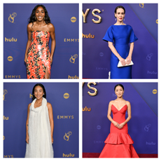 Ayo Edebiri, Sarah Paulson, Greta Lee, and Anna Sawai on the 2024 Emmys red carpet