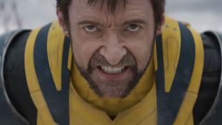 Hugh Jackman close up in Deadpool 3