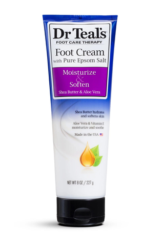 dr teal's foot cream on white background
