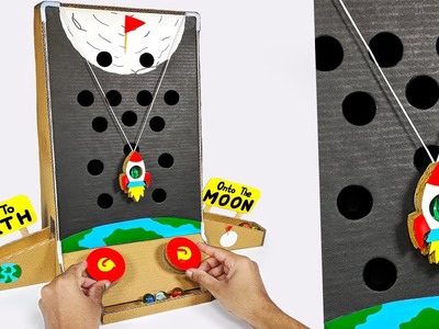 How to make MARBLE to MOON arcade Board Game from Cardboard DIY at HOME for KIDS