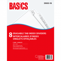 Basics® Erasable Tab Index Dividers White 8 Tabs