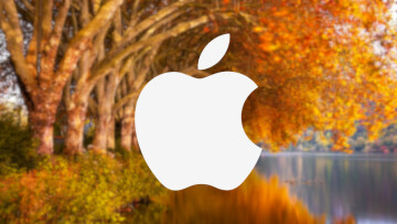 The Apple logo in fall