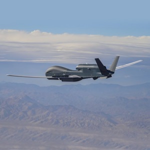 Unmanned military aircraft flying in the sky