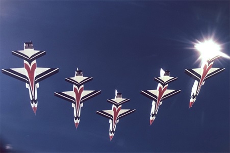 multiple T-38 Talon fighters in the air