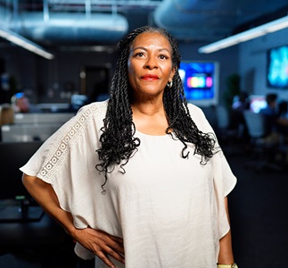 Black woman in computer lab