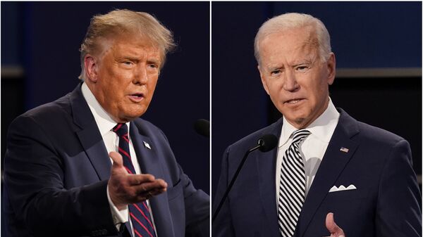 Fotos mostram Donald Trump e Joe Biden participando do primeiro debate presidencial. - Sputnik Brasil