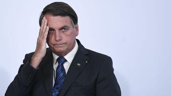 Presidente Jair Bolsonaro durante cerimônia de lançamento do Programa Genomas Brasil, no salão nobre do Palácio do Planalto, em Brasília - Sputnik Brasil