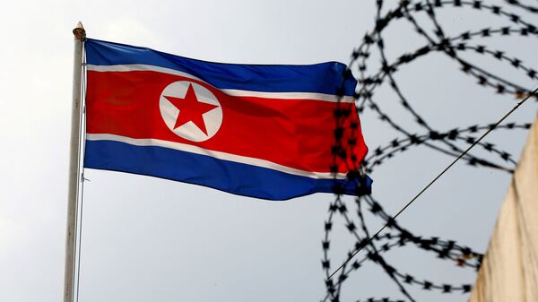 Bandeira da Coreia do Norte hasteada na Embaixada da Coreia do Norte em Kuala Lumpur, Malásia, 9 de março de 2017 - Sputnik Brasil