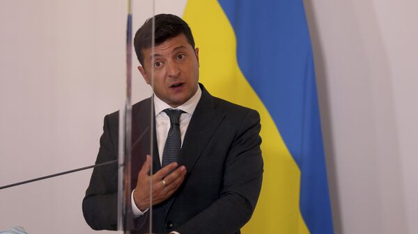 Vladimir Zelensky fala à mídia em uma coletiva de imprensa em Viena. Áustria, 15 de setembro de 2020 - Sputnik Brasil