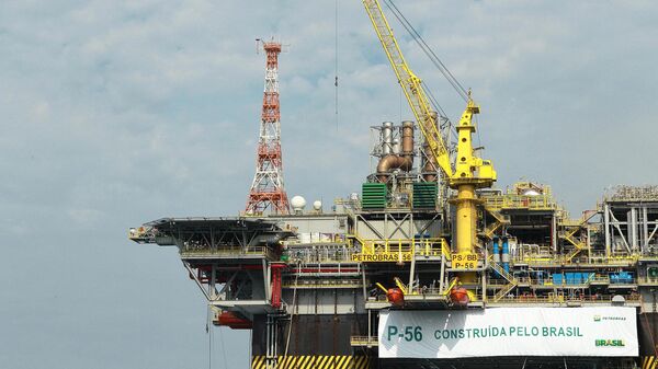 Uma visão geral da plataforma de petróleo P-56 durante sua cerimônia de inauguração em um estaleiro em Angra dos Reis, Rio de Janeiro, Brasil, em 3 de junho de 2011 - Sputnik Brasil