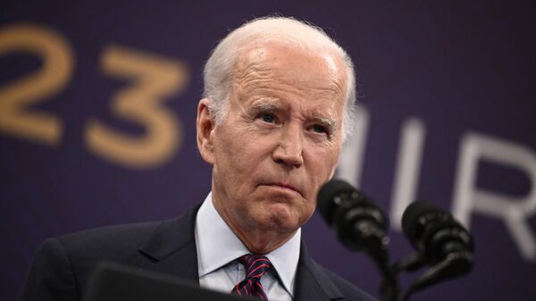 Presidente dos EUA, Joe Biden, durante coletiva de imprensa na Cúpula do G7 em Hiroshima, Japão, 21 de maio de 2023 - Sputnik Brasil