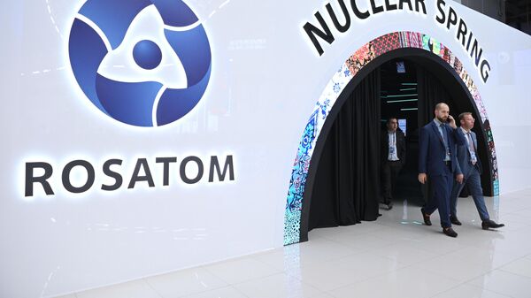 Estande da empresa estatal Rosatom durante o XII Fórum Internacional ATOMEXPO-2022 em Sochi - Sputnik Brasil