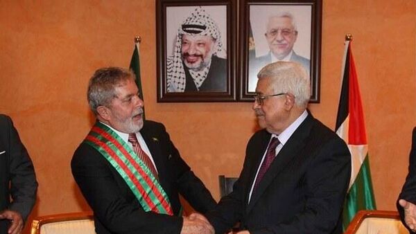 Encontro entre o presidente Luiz Inácio Lula da Silva e o presidente da Autoridade Nacional Palestina, Mahmoud Abbas, durante viagem do brasileiro à Palestina, 16 de março de 2010 - Sputnik Brasil