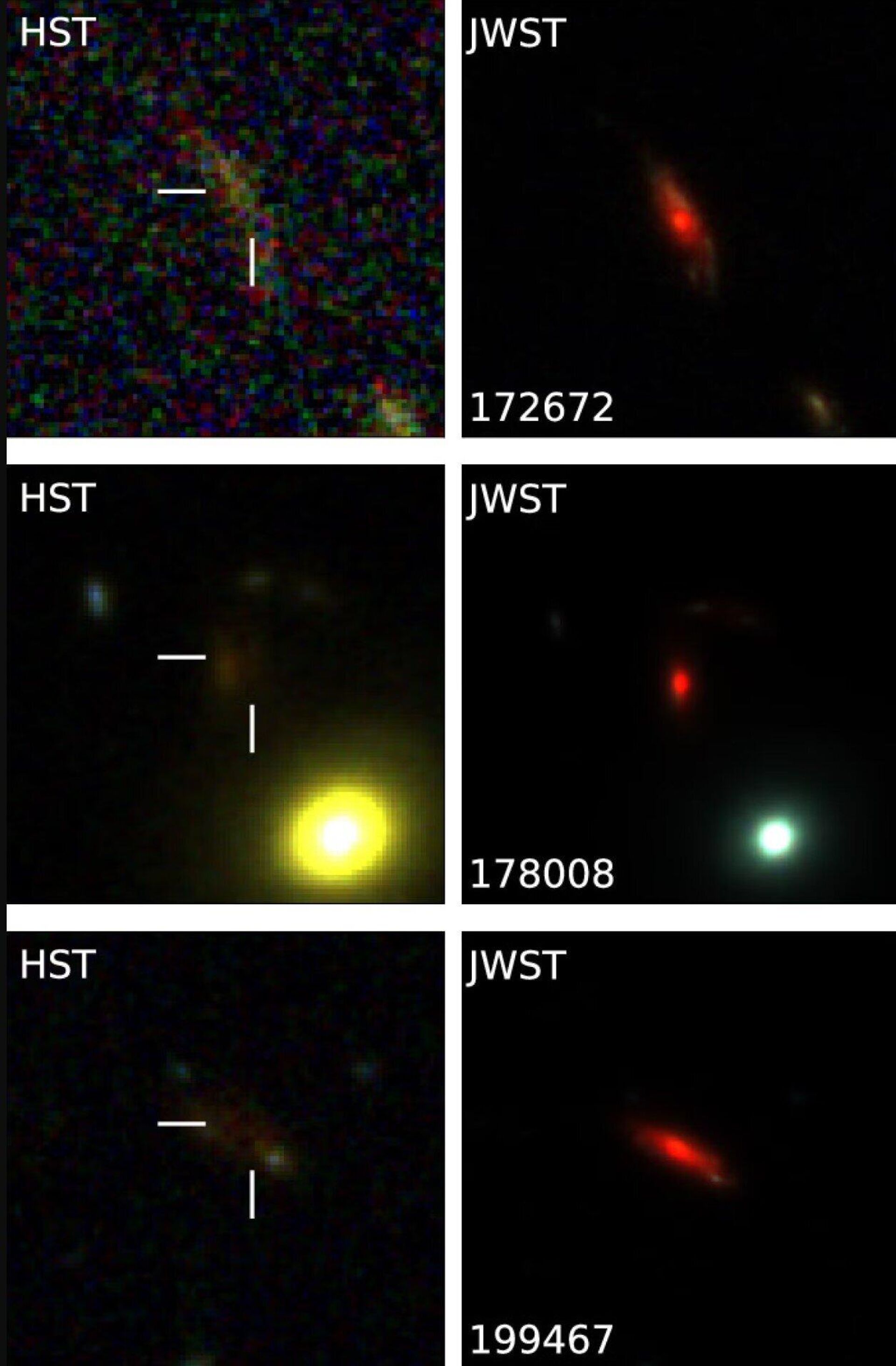 Imagens das mesmas regiões do espaço observadas pelos telescópios espaciais Hubble e James Webb - Sputnik Brasil, 1920, 25.11.2024