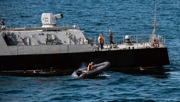 Corveta do projeto 21631 Vyshny Volochyok durante os exercícios militares da Frota do Mar Negro e do Distrito Militar do Sul da Rússia na Crimeia - Sputnik Brasil