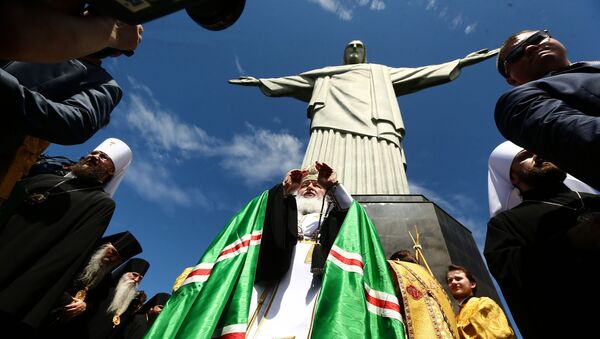 O líder da Igreja Ortodoxa Russa, Kirill, Patriarca de Moscou e de toda a Rússia, é recebido pelo Arcebispo do Rio de Janeiro, Dom Orani Tempesta - Sputnik Brasil