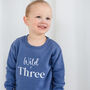 'Wild + Three' Embroidered 3rd Birthday Sweatshirt Jumper, thumbnail 2 of 6