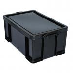 Really Useful Storage Box Plastic Recycled Robust Stackable 64 Litre W440xD710xH310mm Black Ref 64BK 858056