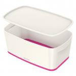 Leitz MyBox WOW Small with lid, Storage Box 5 litre, W 318 x H 128 x D 191 mm. Whitepink - Outer carton of 4 52291023