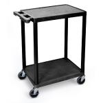 Super Strength Multi Purpose Trolley; 2 Shelf (2 Flat Shelves); Swivel (x2 Braked)Castors; Polyethylene; 150kg; Black GI241L