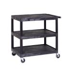 Super Strength Multi Purpose Trolley; 3 Shelf Trolley; 890 x 610 x 865; Swivel (x2 Braked)Castors; Polyethylene; 150kg; Black GI335L