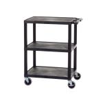 Super Strength Multi Purpose Trolley; 3 Shelf (3 Flat Shelves); Swivel (x2 Braked)Castors; Polyethylene; 150kg; Black GI341L