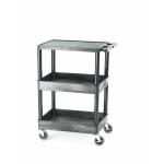 Super Strength Multi Purpose Trolley; Top Flat Shelf; Middle  Swivel (x2 Braked)Castors; Polyethylene; 150kg; Black GI644L