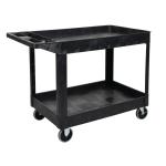 Super Strength Large Multi Purpose Trolley; 2 Storage Trays; Swivel (x2 Braked)Castors; Polyethylene; 225kg; Black GI699L