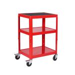 Adjustable Height Trolley; 3 Shelf; Swivel (x2 Braked) Castors; Steel; 150kg; Red GI942W_Red