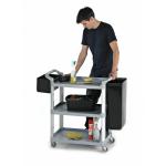 Shelf Trolley c/w 2 Hook-On Buckets; 3 Tier; Swivel Castors; Aluminium/Plastic; 100kg; Grey/Silver HI424Y&HI004Z