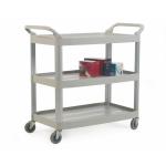 Large Shelf Trolley; 3 Tier; Swivel Castors; Aluminium/Plastic; 120kg; Grey/Silver HI524Y