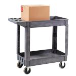 Service Trolley; 2 Deep Trays ; Fixed/Swivel; Castors; Heavy Duty Plastic; 225kg; Grey HI924C