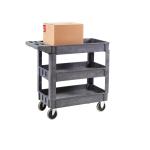 Service Trolley; 3 Deep Trays ; Fixed/Swivel; Castors; Heavy Duty Plastic; 225kg; Grey HI934C