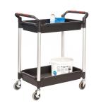 Proplaz Plus Trolley; 2 Deep Trays; Swivel (x2 Braked)Castors; Anodised Aluminium/Plastic; 150kg; Black/Silver HIT29Y