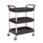 Proplaz Plus Trolley; 3 Deep Trays ; Swivel (x2 Braked)Castors; Anodised Aluminium/Plastic; 150kg; Black/Silver HIT31Y