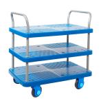 Proplaz Super Silent Three Tier Trolley; Super Silent Castors; Steel/Plastic; 300kg; Blue/Grey PPS76Y