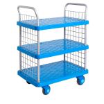 Proplaz Super Silent Three Tier Trolley with Mesh Ends; Super Silent Castors; Polypropylene; 300kg; Blue/Grey PPS97Y