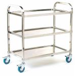 Shelf Trolley; 3 Shelf Trolley; Swivel (x4 Braked) Castors; Stainless Steel; 100kg; Silver SI803Y