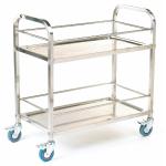 Shelf Trolley; 2 Shelf with Rod Surrounds; Swivel (x4 Braked) Castors; Stainless Steel; 100kg; Silver SI812Y