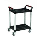 Barton Black and Silver 2 Shelf Standard Plastic Trolley White WHTT2SS