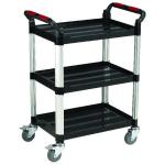 Barton Black and Silver 3 Shelf Standard Plastic Trolley White WHTT3SS