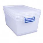 Really Useful Clear Plastic (Nestable) Storage Box 62 Litre - PACK (3) NWT1795P