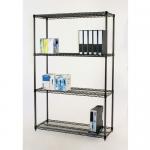 Heavy Duty Four Tier Black Wire Shelving