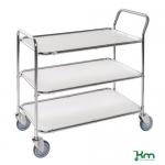 Table Trolley 3 White Shelves, Galvanise