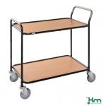 Table Trolley 2 Beech Shelves, Black Fra