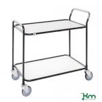 Table Trolley 2 White Shelves, Black Fra