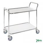 Table Trolley 2 White Shelves, Galvanise