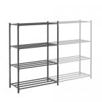 Heavy duty tubular shelving starter bay, 2500mm high, with chipboard shelf covers 427608