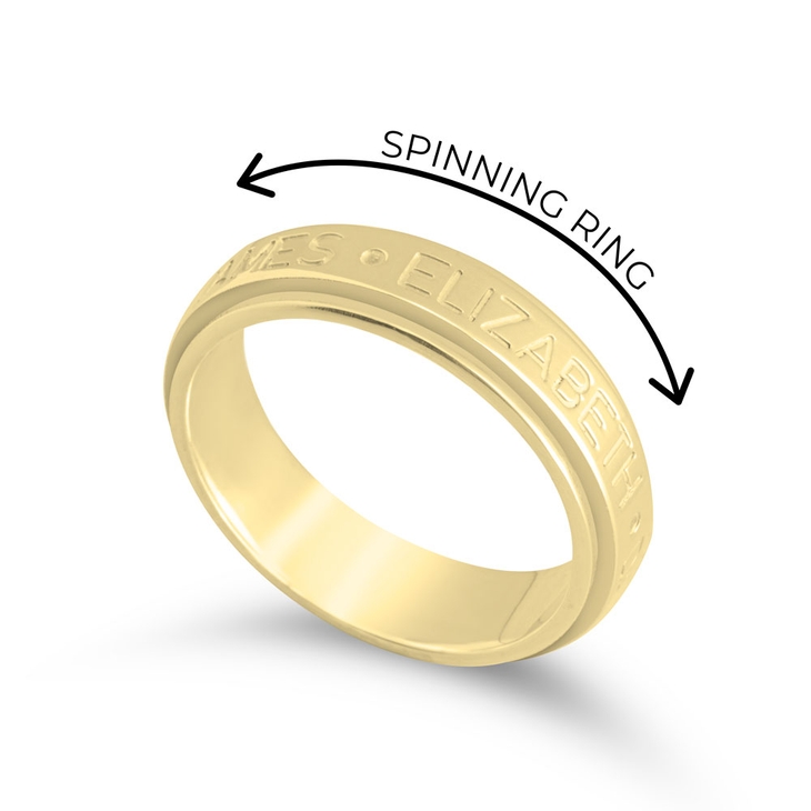 Engraved Names Spinning Fidget Ring